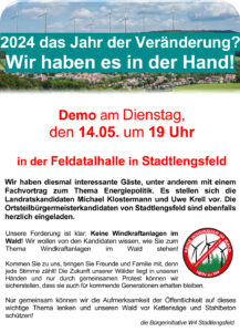 BI W4 Stadtlengsfeld - Demo - 2024-05-14 19:00 Uhr in der Stadthalle